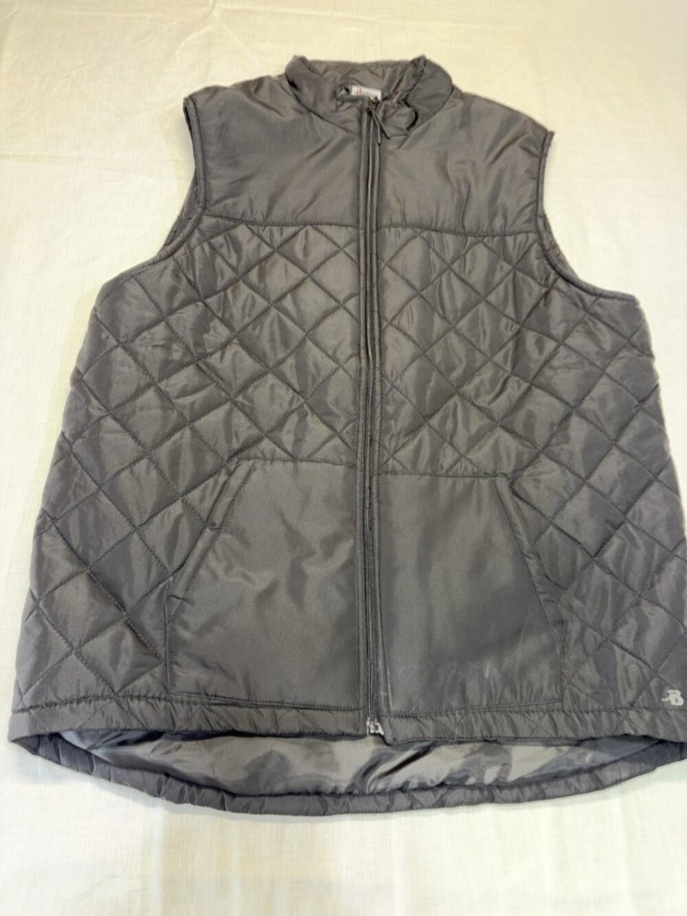 Badger Sport Full Zip Vest Men XL Black Quilted Insulated Pocket